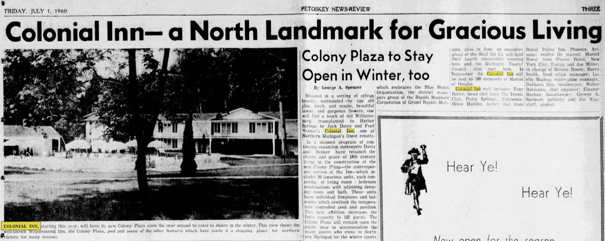Colonial Inn - July 1960 Article